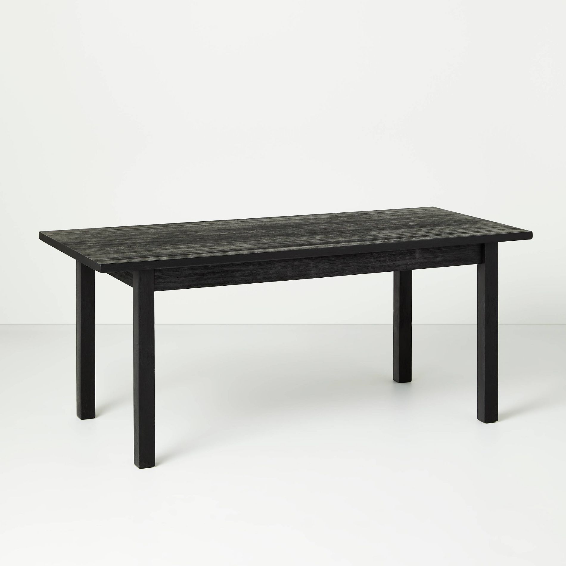 Plank Top Rectangular Wood Dining Table - Black - Hearth & Hand™ with Magnolia: Rubberwood, Lacquered Finish, Seats 6