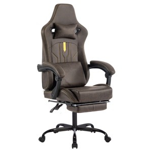 Gaming Chair with Massage Lumbar Support & Footrest,Adjustable Height Ergonomic Racing Style Computer Chair-The Pop Home - 1 of 4