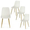 Haven90+Bingo 5-Piece Round-Shaped Dining Table Set With 4 Velvet Upholstered Chairs Gold Legs -Maison Boucle‎ - 3 of 4