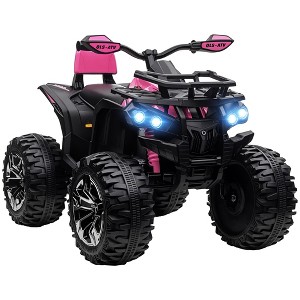 Aosom 12V Kids ATV Ride-on Four-Wheeler Toy Car with Music, Realistic Headlights, Wide Wheels, Rechargeable Battery-Powered for Boys Girls - 1 of 4