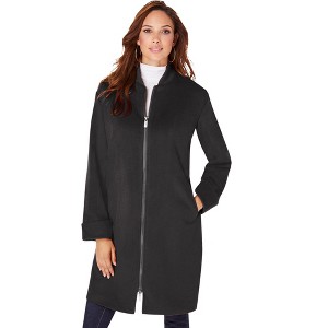 Roaman's Women's Plus Size A-Line Driving Coat - 1 of 4