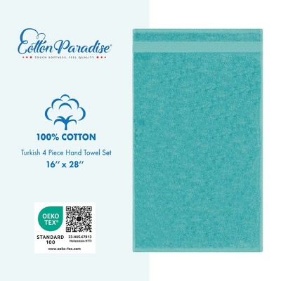 Turquoise Heavyweight Turkish Cotton 4-Piece Hand Towel Set