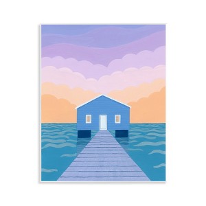 Stupell Industries Blue Boat Shed Sunrise Wall Plaque Art - 1 of 4