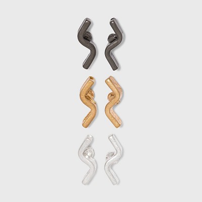 Squiggle Shape Stud Earring Set 3pc - Universal Thread™