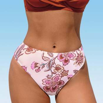 Women's Paisley Floral High Rise Bikini Bottoms Swimsuit - Cupshe