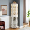 Okak Corner Curio Cabinet, Display Cabinet with 4 Adjustable Tempered Glass Shelves and Solid Wood Legs, Cabinet for Living Room - 3 of 4