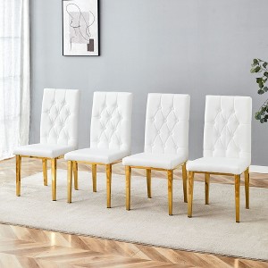 Kumasinova 15.9"H Modern Minimalist Tufted Dining Chairs Set of 2/4/6,Elegant Metal Armless Chairs with PU Back for Dining Room&Kitchen - 1 of 4