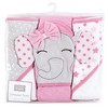 Hudson Baby Infant Girls Cotton Rich Hooded Towels, Pink Dots Pretty Elephant, One Size - 2 of 4