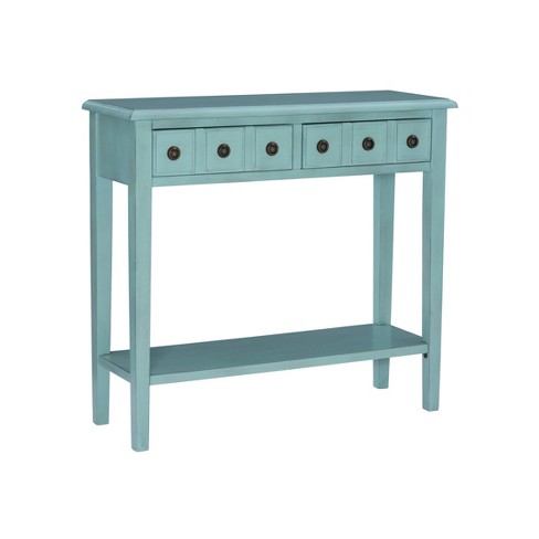 Green console deals table with drawers