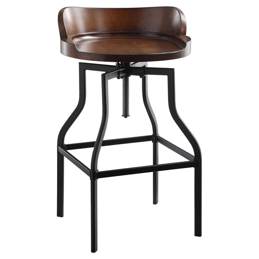 Photos - Chair Carolina Living Ericson Adjustable Barstool Chestnut/Black and Table: Steel Frame, MDF Legs, 300 lbs Capacity