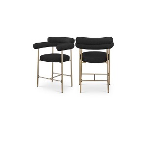 Meridian Furniture,Blake Black Boucle Fabric Counter Stool, Set of 2 - 1 of 4