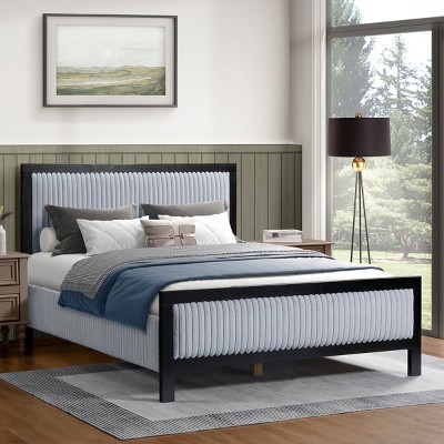Black Upholstered Bed Frame With Fluffy Soft Headboard Best Bed Frames Queen King Size Bed Frame To Choose From-Cuddlewood