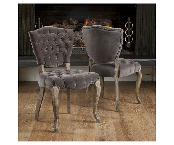 Bates Tufted Charcoal Fabric Dining Chairs - Charcoal (Set of 2) - Christopher Knight Home