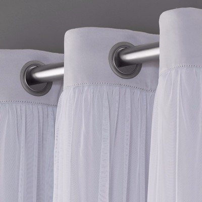 Cloud Grey Layered Blackout and Sheer Grommet Curtain Panels