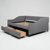Full Size Upholstered Daybed with Storage Drawers, Tufted Linen Fabric Sofa Bed Frame with Slats, No Box Spring Needed - 4 of 4