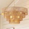 DORESshop  6-Light Bohomian Hand Woven Rattan Modern Ceiling Light, Brown Large Farmhouse Chandelier 4-Tier Rattan Shade for Living Room - 2 of 4