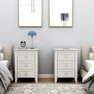 RISOKEYS  2 pcs Modern Nightstand, with Charging Station and USB Ports & Power Outlets, 3 Drawers Nightstand - 1 of 4