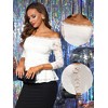 Allegra K Women's Elegant Lace Floral Semi Sheer 3/4 Sleeve Off Shoulder Peplum Top - 2 of 4