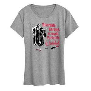 Women's - 101 Dalmatians - Cruella Miserable Darling Perfectly Wretched Short Sleeve Graphic T-Shirt - 1 of 4