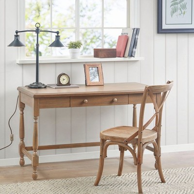 PAGED Computer Desk, Simple Modern Home Office Desk with 6 Open Shelves and Wooden Desktop for Office, Study