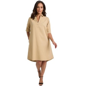 Jessica London Women's Plus Size Cuff Sleeve Denim Shirtdress - 1 of 4