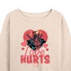 Women's - Marvel - Valentine's Day Love Hurts Lightweight French Terry Wide Neck Long Sleeve Shirt - 2 of 4