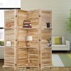 FDW Room Divider 4 Panel Folding Privacy Wooden Screen with 3 Clever Shelves Portable Partition for Home Office or Living Room - image 2 of 4