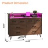 8 Drawer Dresser for Bedroom with LED Lights & Charging Station, Modern Chest of Drawers with Open Storage, TV Stand for Living Room - 3 of 4