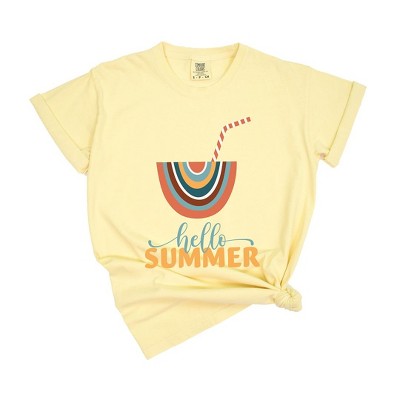 Simply Sage Market Women's Boho Hello Summer Drink Short Sleeve Garment Dyed Tee