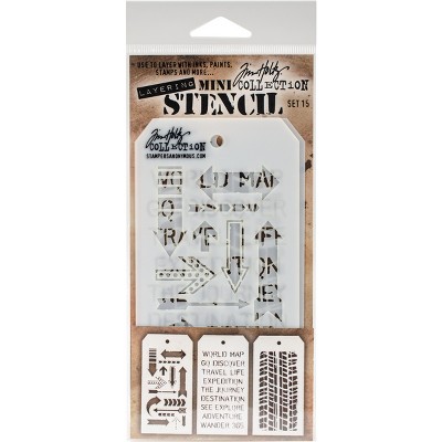 Tim Holtz Stencils Set - Doodle Art 1, Doodle Art 2 and Bouquet - 3 Item Bundle