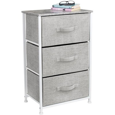 Sorbus 3-Drawer Steel Frame Nightstand with Wood Top - Gray
