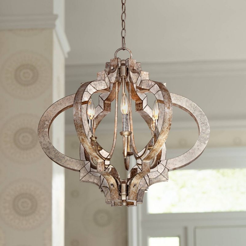 Possini Euro Design Ornament Aged Silver Gold Bronze Chandelier 23 1/4" Wide Industrial 6-Light Fixture for Dining Room Foyer Kitchen Island Entryway, 3 of 11
