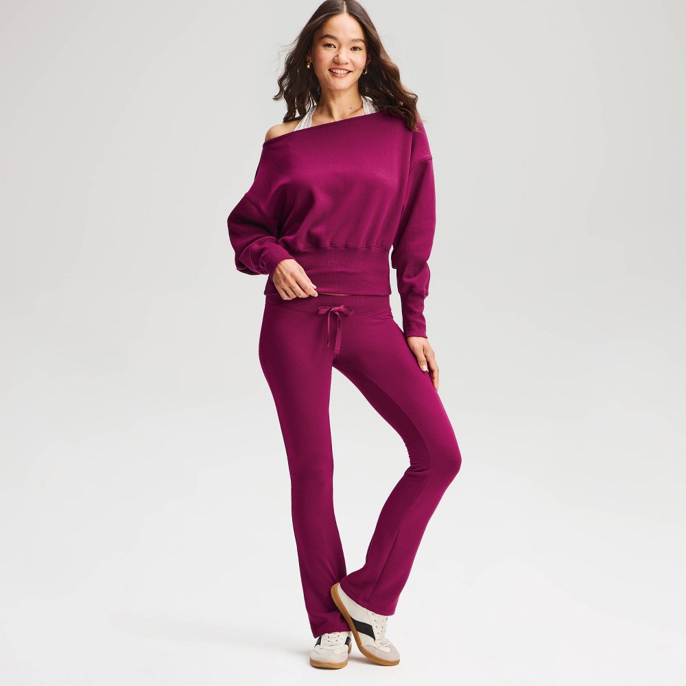 Women's Off the Shoulder Sweatshirt - Wild Fable™ Berry Purple XXS