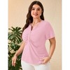 YESFASHION Women Plus Size V-Neck Button Blouse Short Sleeve Lightweight Casual Summer Tunic Top - 3 of 4
