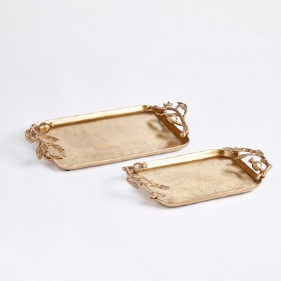 Plum & Post Pomegranate Branch Decorative Trays Set of 2