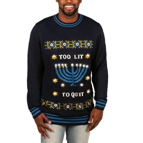 Men s Too Lit To Quit Light Up Sweater Holiday Festive Sweater Xxx Large Target