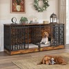 Famapy Rustic Style Doghouse Dog Crate: Sliding Door,Wood & Steel Frame for Medium to Large Dogs - Secure Pet Enclosure with Easy Clean Design - 3 of 4