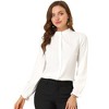 INSPIRE CHIC Women's Button Down Ruffle Collar Long Sleeve Chiffon Shirt - 2 of 4
