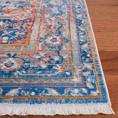 Handmade Blue Synthetic Easy Care Runner Rug 26" x 7'