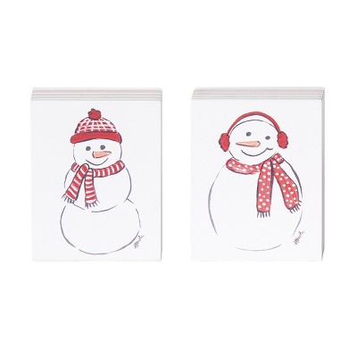 Transpac MDF Snowman Block Set of 2 Freestanding Tabletop Signs Christmas Decor Multicolor Wood Indoor Holiday Gifts