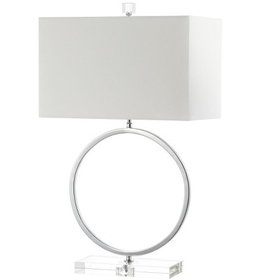 Phoenix 26" Chrome and White Cotton Table Lamp Set
