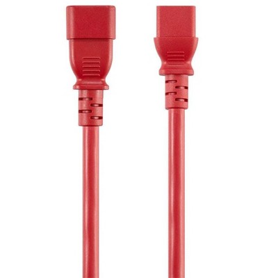 Monoprice Extension Cord - 6 Feet - Red | IEC 60320 C14 to IEC 60320 C13, 14AWG, 15A, SJT, 100-250V, For Powering Computers, Monitors, other