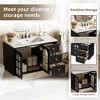 36"W Floating Bathroom Vanity with Ceramic Sink, Wall Mounted Bathroom Cabinet with 3 Drawers, Soft-close Doors and Storage Cabinet, Black-ModernLuxe - 4 of 4