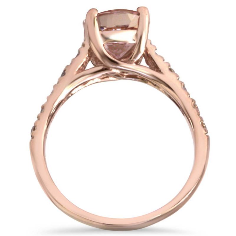 Pompeii3 8MM Morganite & 1/4 Carat Diamond 14K Rose Gold Engagement Ring (1 3/4TW) Women, 2 of 6