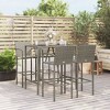 vidaXL 5 Piece Patio Bar Set - Poly Rattan Outdoor Furniture - Gray - Weather-Resistant - Tempered Glass Tabletop - Easy Assembly - 2 of 4