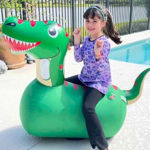 The Pink Picket Fence Suzie Dino Dress for Girls – Long Sleeve, Stretchy and Soft Play Dress – Hand-Painted Dinosaur Print - Sensory Friendly - 1 of 4