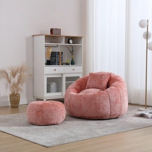 Kumasinova Giant Bean Bag Chair with Ottoman,Chenille Lounge Chair Indoor with Pillow,Bean Bag Chairs for Adults&Kids,Living Room Furniture - 1 of 4