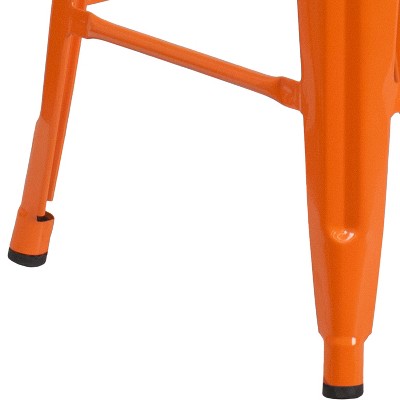 24'' Orange Metal Backless Counter Height Stool