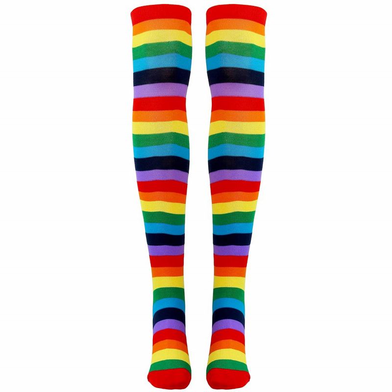 Skeleteen Womens Striped Knee Socks Costume Accessory - Rainbow Colored, 1 of 8