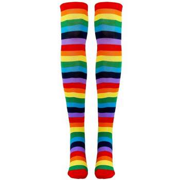 Skeleteen Womens Striped Knee Socks Costume Accessory - Rainbow Colored